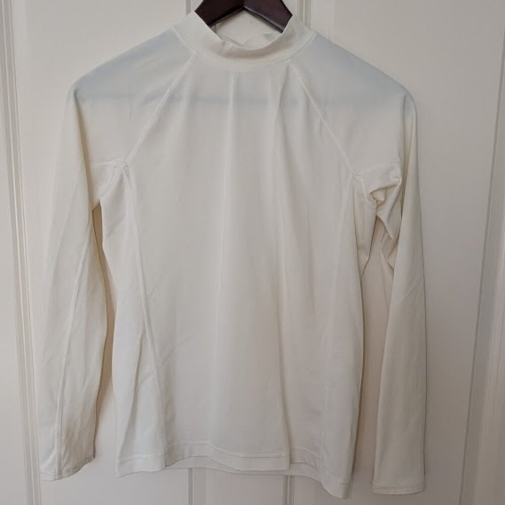 Lands’ End Kids Long‑Sleeve Rash Guard SPF – White, Size 10/12